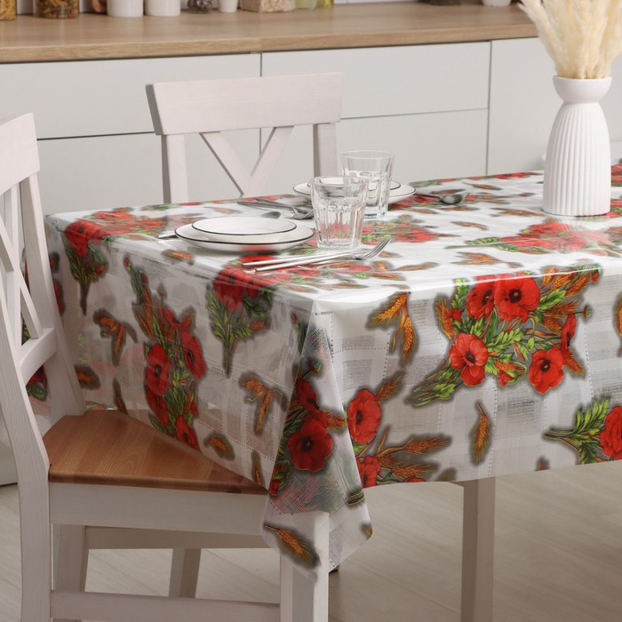 Клеёнка на стол Доляна «Маки», ширина 137 см, толщина 0,08 мм, рулон 30 метров Клеёнка на стол Доляна «Маки», ширина 137 см, толщина 0,08 мм, рулон 30 метров