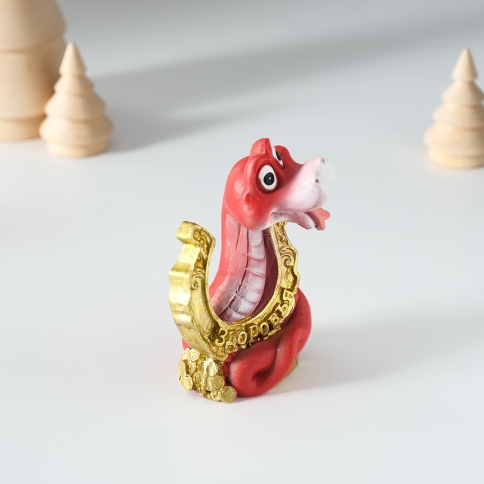 Сувенир полистоун Сувенир полистоун "Змейка с подковой" МИКС 5,5х4х8 см