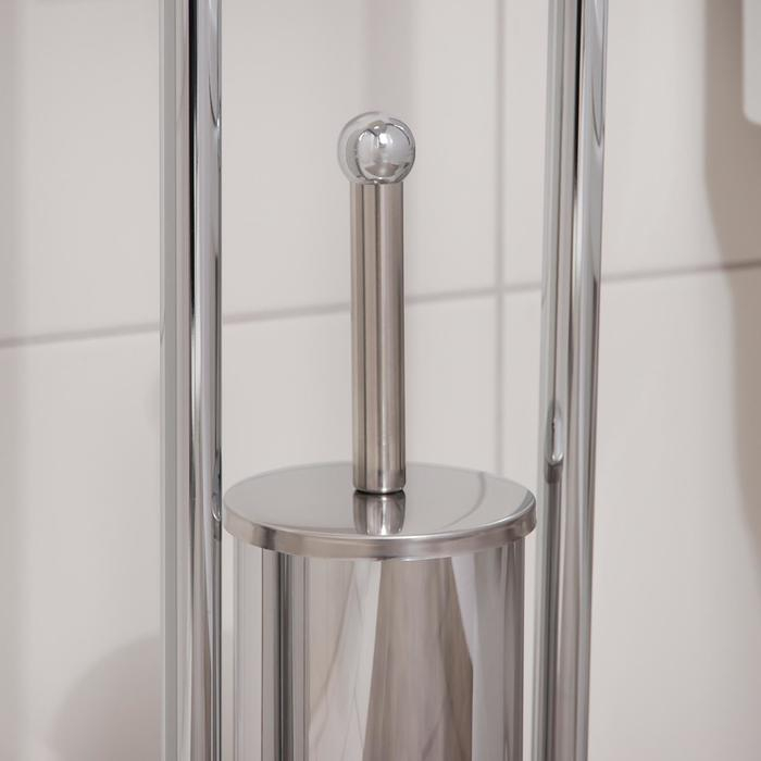 Ёрш для унитаза напольный Accoona, 21,5×21,5×81 см, с держателем для туалетной бумаги, цвет хром Ёрш для унитаза напольный Accoona, 21,5×21,5×81 см, с держателем для туалетной бумаги, цвет хром