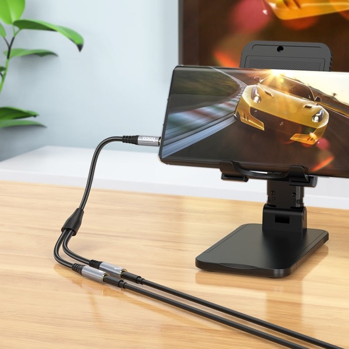 Кабель Hoco UPA21, Jack 3.5 мм (m) - 2 * Jack 3.5 мм (f), 0.25 м, нейлон, серый Кабель Hoco UPA21, Jack 3.5 мм (m) - 2 * Jack 3.5 мм (f), 0.25 м, нейлон, серый