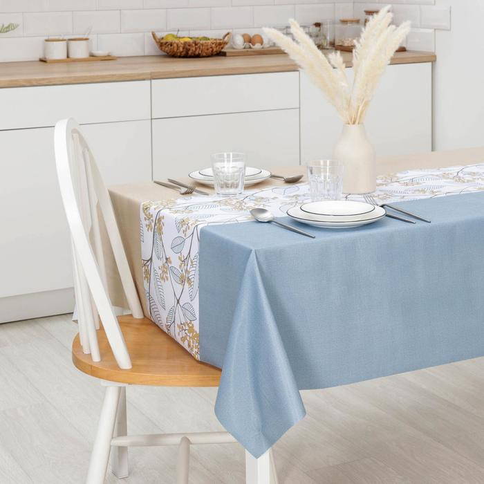 Клеёнка на стол «Рамен», на тканевой основе, ширина 137 см, рулон 20 м, толщина 0,25 мм, цвет голубой Клеёнка на стол «Рамен», на тканевой основе, ширина 137 см, рулон 20 м, толщина 0,25 мм, цвет голубой