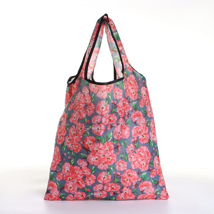 Сумка хозяйственная без застёжки, складная, цвет серый/розовый Сумка хозяйственная без застёжки, складная, цвет серый/розовый