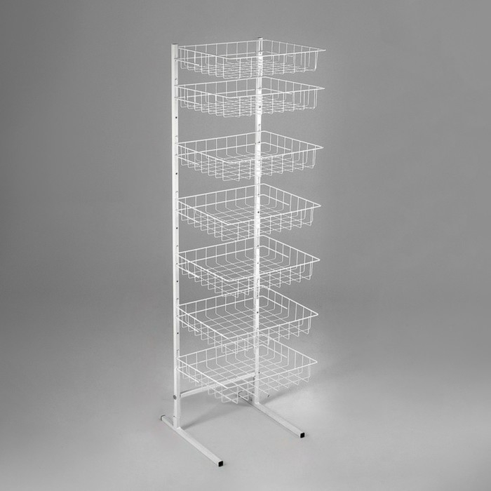 Стойка прикассовая 60×45×180, 7 корзин, цвет белый Стойка прикассовая 60×45×180, 7 корзин, цвет белый