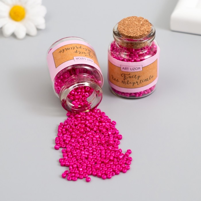 Бисер круглый 12/0 в бутылочке  Бисер круглый 12/0 в бутылочке "Розовая фуксия" 2х20 гр набор 2 шт
