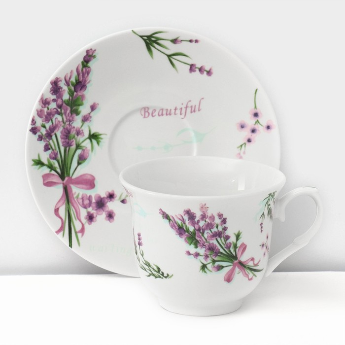 Сервиз фарфоровый чайный Доляна «Лаванда», 12 предметов: 6 чашек 220 мл, 6 блюдец d=14 см Сервиз фарфоровый чайный Доляна «Лаванда», 12 предметов: 6 чашек 220 мл, 6 блюдец d=14 см