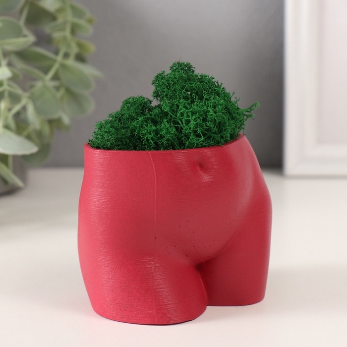 Кашпо бетонное  Кашпо бетонное "Невинный вид" высота 6,5см, ширина 8,5см винный со мхом (мох зелен. стабилиз 1041207