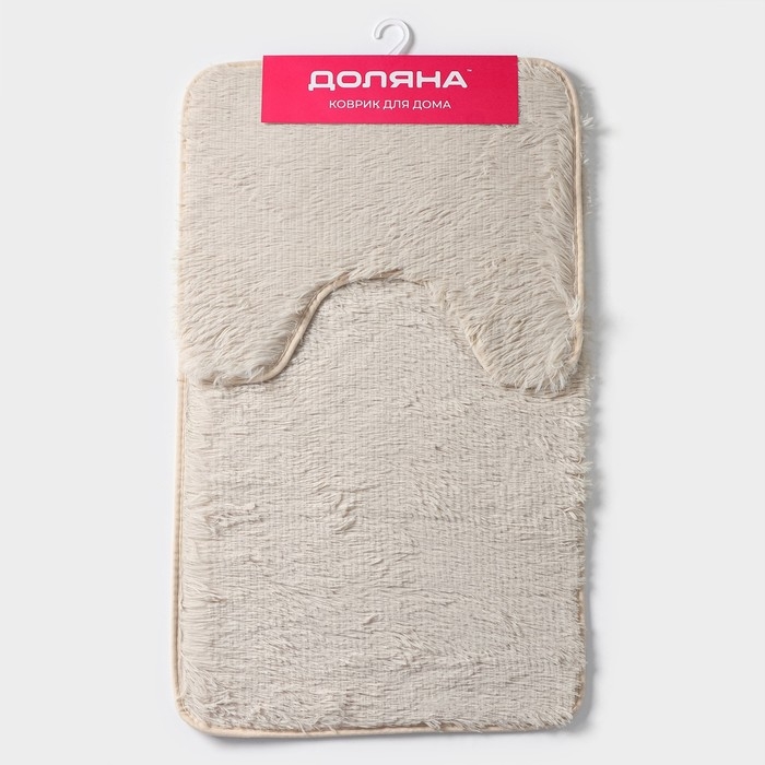 Набор ковриков для ванной и туалета Доляна «Пушистик», 2 шт, 40×50, 50×80 см цвет бежевый