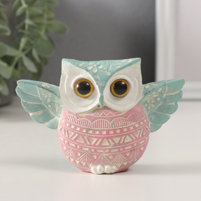 Сувенир полистоун Сувенир полистоун "Цветной филин с расправленными крыльями" геометрич. узоры 11,5х3,2х7,8 см 10323