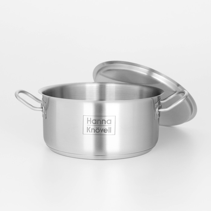 Кастрюля из нержавеющей стали Hanna Knövell с крышкой, 3 л, d=20 см, h=9,5 см, толщина стенки 0,6 мм, индукция Кастрюля из нержавеющей стали Hanna Knövell с крышкой, 3 л, d=20 см, h=9,5 см, толщина стенки 0,6 мм, индукция