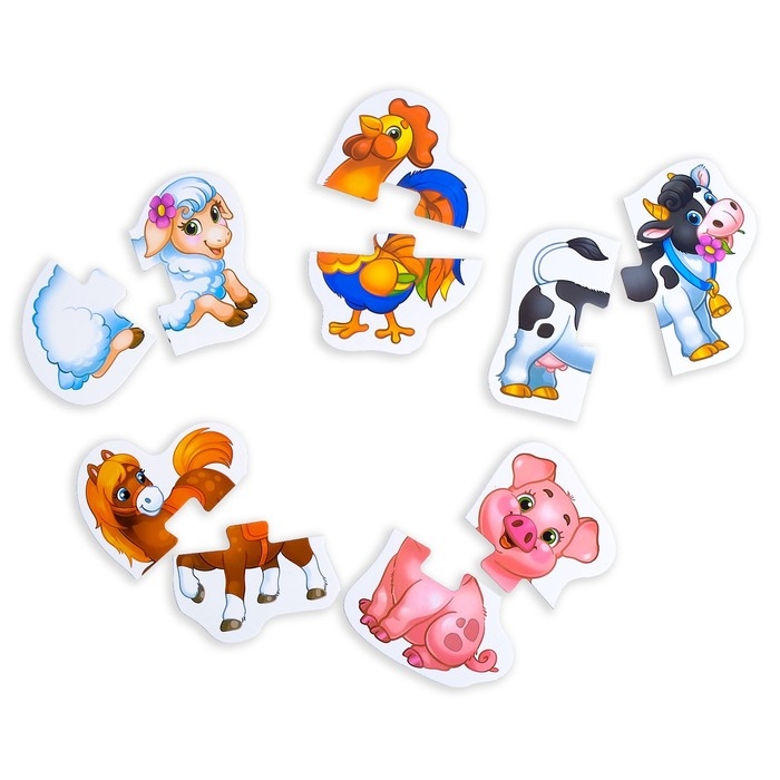 Макси-пазлы «Животные фермы», 5 пазлов, 10 деталей Макси-пазлы «Животные фермы», 5 пазлов, 10 деталей