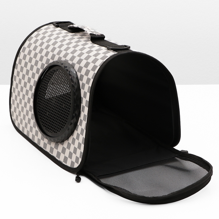 Сумка-переноска для животных с окном  Сумка-переноска для животных с окном "Клетка", бежевая, 40 х 26 х 26 см