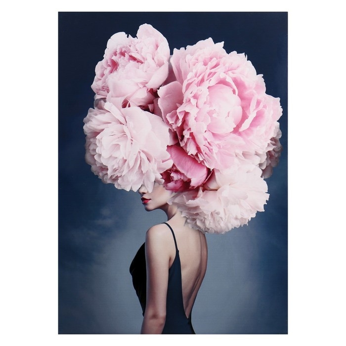 Картина на холсте Картина на холсте "Девушка в пионах" 50х70 см