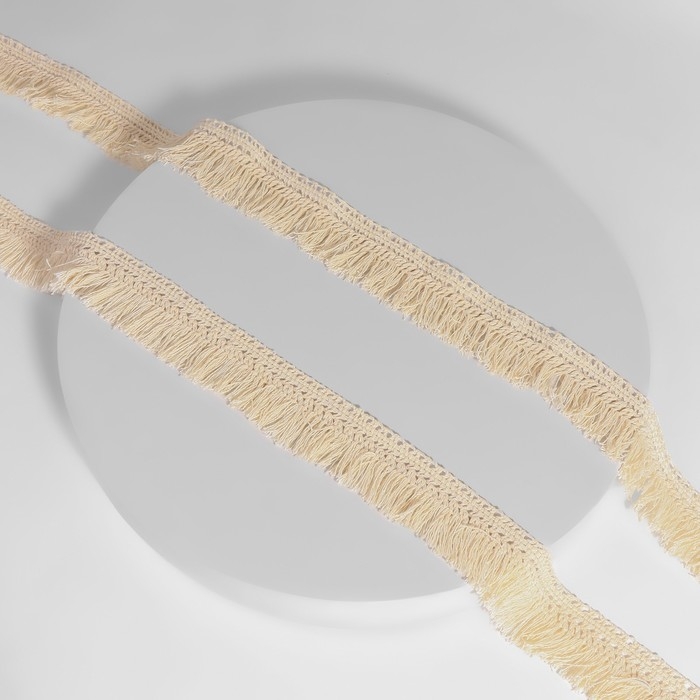 Тесьма декоративная «Бахрома», 35 мм, 10 ± 1 м, цвет бежевый Тесьма декоративная «Бахрома», 35 мм, 10 ± 1 м, цвет бежевый