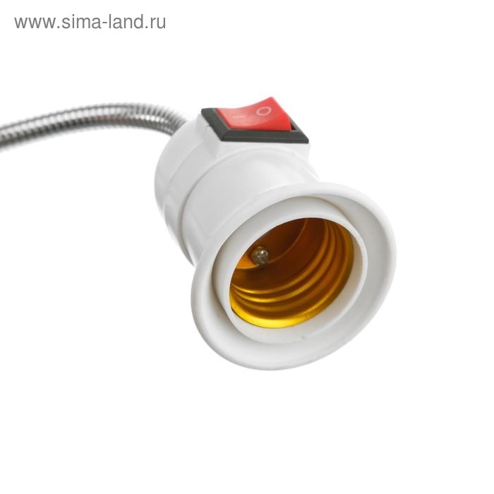 Переходник вилка-патрон, E27, гибкий 200 мм c выключателем, белый Переходник вилка-патрон, E27, гибкий 200 мм c выключателем, белый