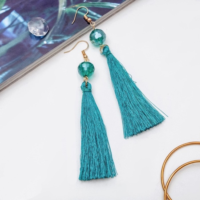 Серьги ассорти «Кисти» диско, цвет лазурный в золоте, L кисти 7 см Серьги ассорти «Кисти» диско, цвет лазурный в золоте, L кисти 7 см