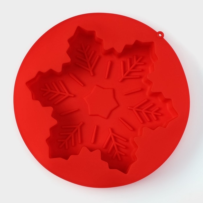 Форма для выпечки новогодняя Доляна &laquo;Снежинка&raquo;, силикон, 23&times;3,5 см, цвет красный