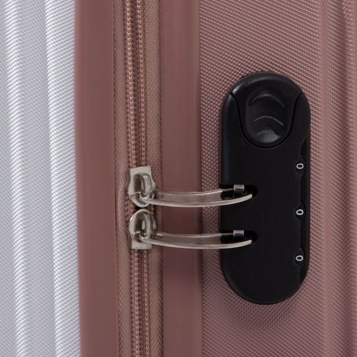 Чемодан большой 85 л (L), отдел на молнии, кодовый замок, цвет белый/розовый Чемодан большой 85 л (L), отдел на молнии, кодовый замок, цвет белый/розовый