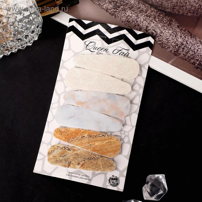 Невидимка для волос  Невидимка для волос "Герти" (набор 6 шт) мрамор, 5,5 см