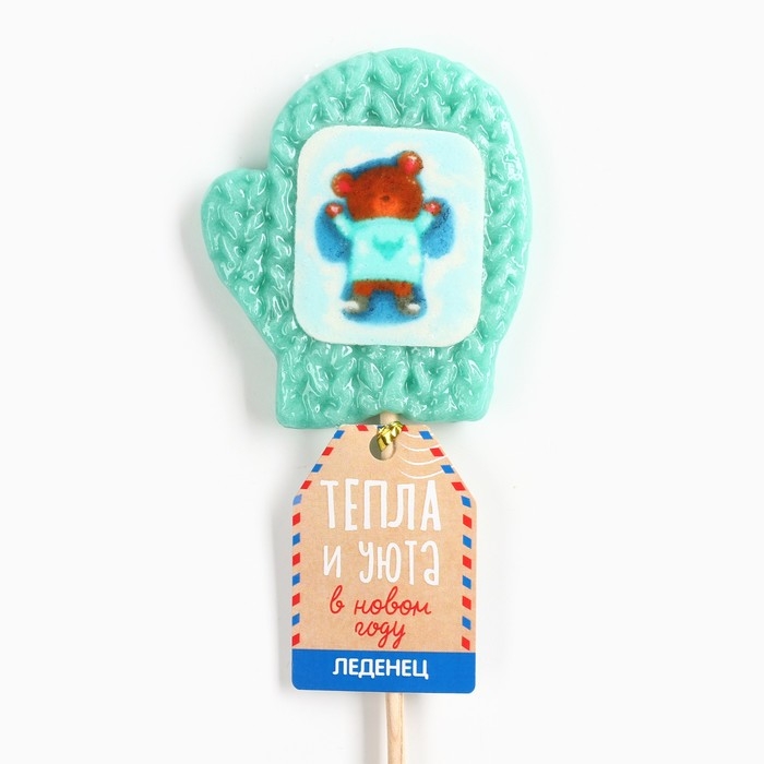 Новый год! Леденец на палочке, варежка, с вафельной картинкой «Тепла и уюта», 35 г Новый год! Леденец на палочке, варежка, с вафельной картинкой «Тепла и уюта», 35 г