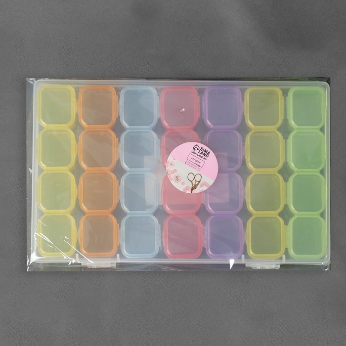 Органайзер для рукоделия, 7 органайзеров по 4 отделения, 17,5 × 10,5 × 2,5 см, цвет МИКС