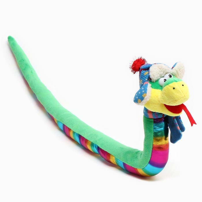 Мягкая игрушка «Змея», с разноцветым животиком, в новогоднем колпаке, 95 см Мягкая игрушка «Змея», с разноцветым животиком, в новогоднем колпаке, 95 см