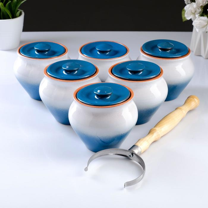 Набор  Набор "Вятская керамика №6" 0,5х6 + ухват, МИКС