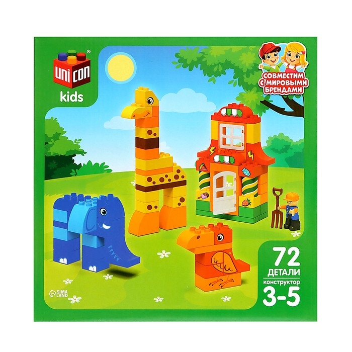 Конструктор «Зверята», 72 детали Конструктор «Зверята», 72 детали