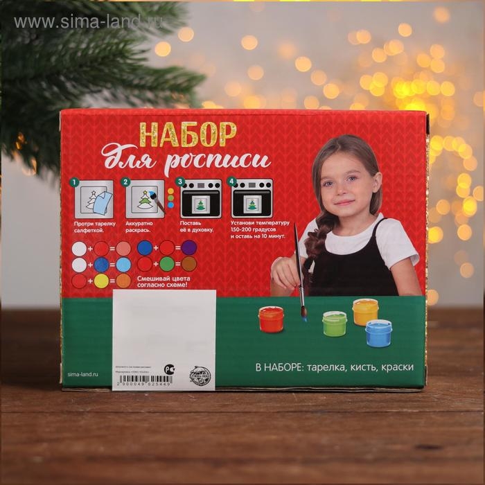 Набор тарелка под раскраску «Пингвин с подарками» краска 3 цв по 2 мл, кисть Набор тарелка под раскраску «Пингвин с подарками» краска 3 цв по 2 мл, кисть