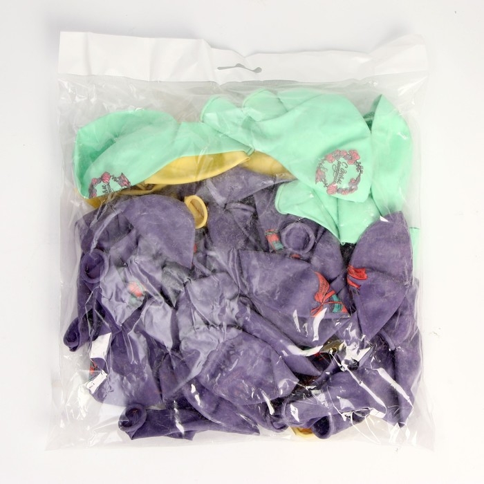 Воздушный шар латексный 12" &laquo;С днём рождения&raquo;, нежность, 50 шт.