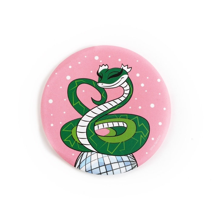 Зеркало карманное новогоднее «Новый год: Зеленая змейка», диам.7 см Зеркало карманное новогоднее «Новый год: Зеленая змейка», диам.7 см