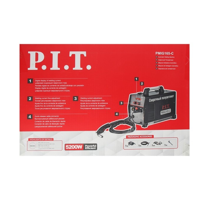 Сварочный инвертор PMIG165-С, полуавтомат, 5.2 кВт, 165 А, ММА 2,5-4мм MIG 0,6-1мм Сварочный инвертор PMIG165-С, полуавтомат, 5.2 кВт, 165 А, ММА 2,5-4мм MIG 0,6-1мм