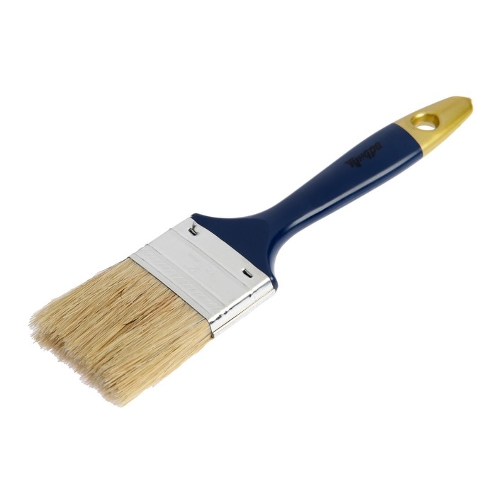 Кисть плоская ТУНДРА, натуральная щетина, пластиковая рукоятка, 2 Кисть плоская ТУНДРА, натуральная щетина, пластиковая рукоятка, 2", 50 мм