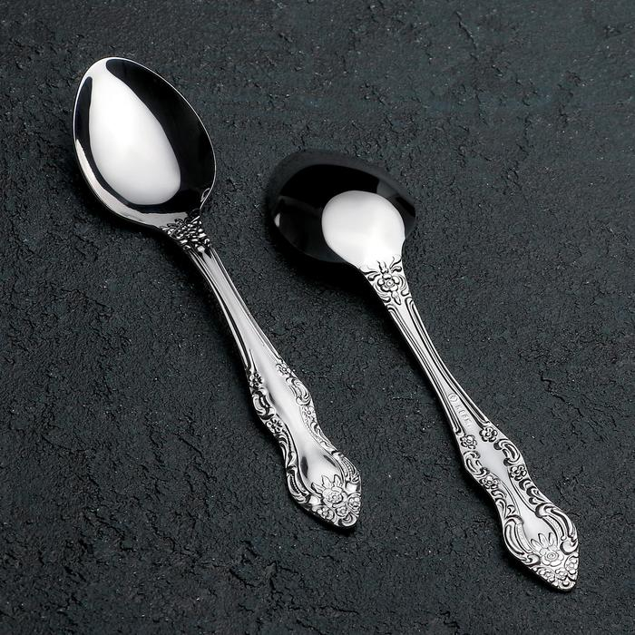 Набор чайных ложек «Тройка», h=14 см, толщина 1,5 мм, 6 шт, цвет серебряный Набор чайных ложек «Тройка», h=14 см, толщина 1,5 мм, 6 шт, цвет серебряный