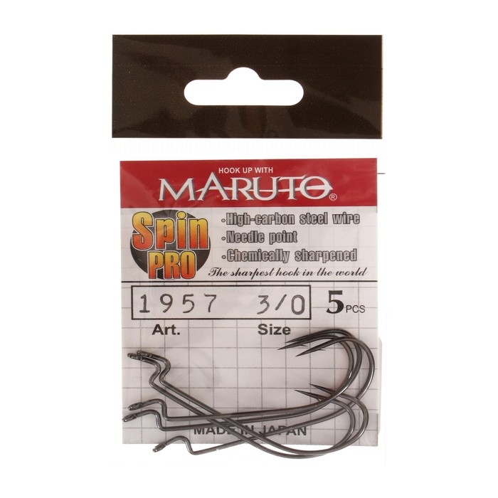 Крючки офсетные Maruto, серия Spin Pro 1957, цвет BN, № 3/0, 5 шт. Крючки офсетные Maruto, серия Spin Pro 1957, цвет BN, № 3/0, 5 шт.
