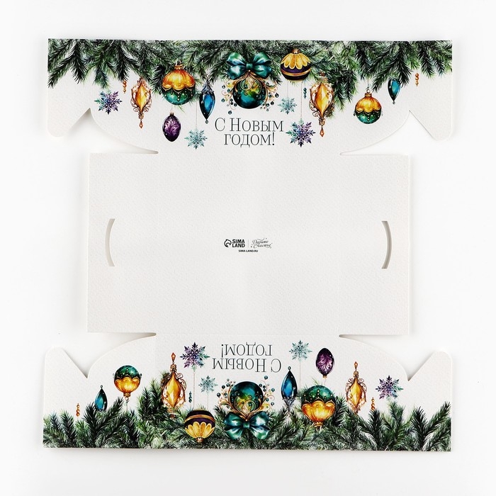 Коробка для капкейка «Еловые веточки», 16 х 16 х 10 см, Новый год Коробка для капкейка «Еловые веточки», 16 х 16 х 10 см, Новый год