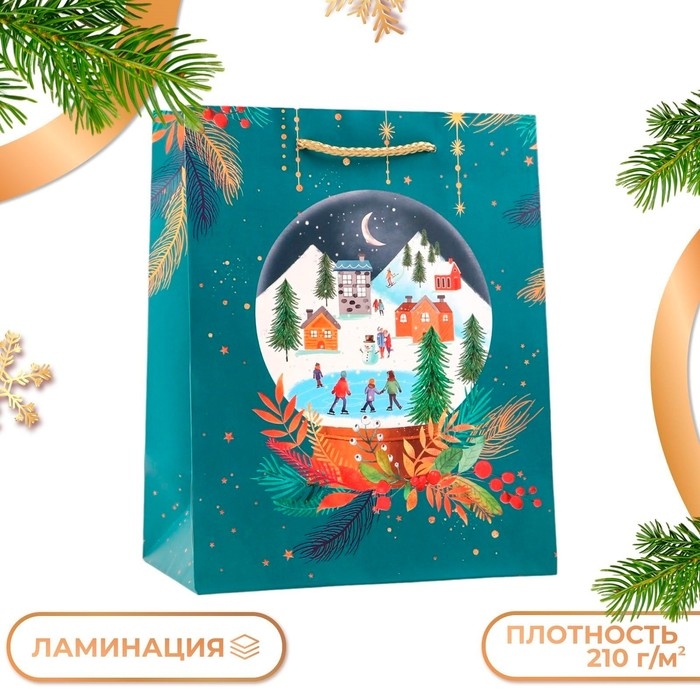 Новый год. Пакет подарочный Новый год. Пакет подарочный "Стеклянный шар", 18 х 22,3 х 10 см.