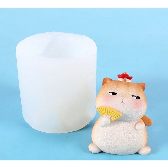 Молд силикон 3D Молд силикон 3D "Котик с веером" 5,2х5,2х5 см