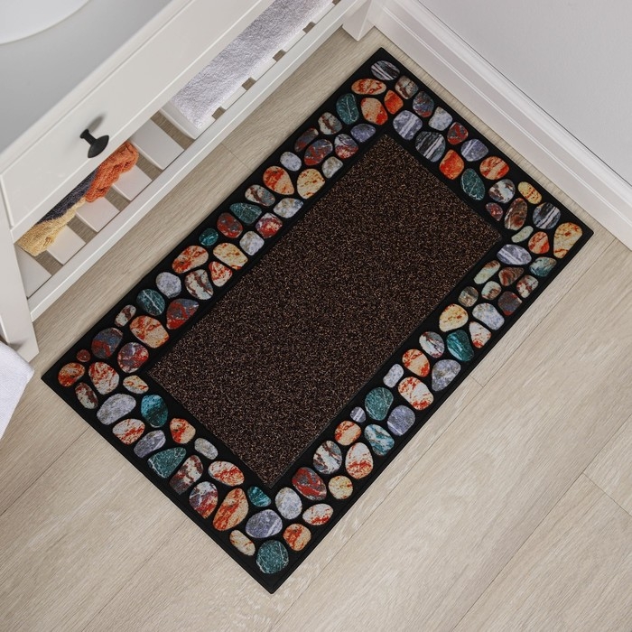 Коврик придверный Доляна &laquo;Эмма&raquo;, с окантовкой, 46&times;76 см, цвет коричневый