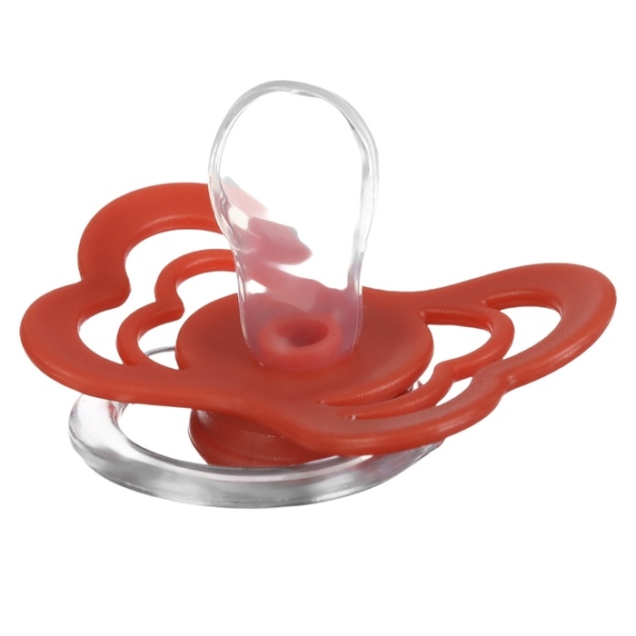 Соска - пустышка ортодонтическая, силикон, +6 мес., с держателем, цвет вишневый Соска - пустышка ортодонтическая, силикон, +6 мес., с держателем, цвет вишневый