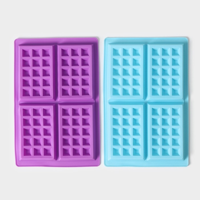 Форма для выпечки Доляна &laquo;Сладости. Венские вафли&raquo;, силикон, 28,5&times;18,5 см, 4 ячейки (12,3&times;8,1 см), цвет МИКС