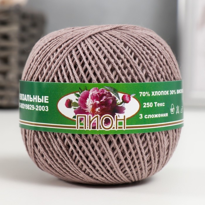 Нитки вязальные Нитки вязальные "Пион" 200м/50гр 70% хлопок, 30% вискоза цвет 4303 МИКС