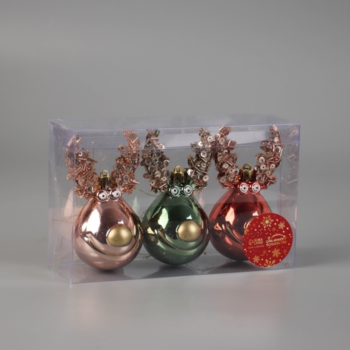 Украшение ёлочное Украшение ёлочное "Оленёнок Коул" (набор 3 шт) 11,5х5,5 см, микс