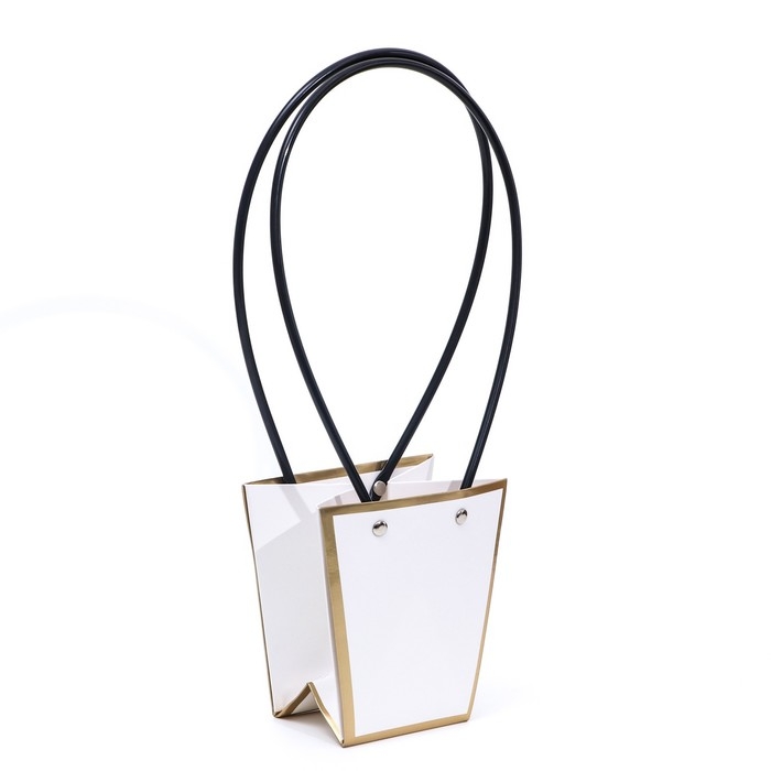 Сумка для цветов &laquo;Белая&raquo;, с тиснением, влагостойкая, 12 x 12 - 8 x 8 - 12,5 см