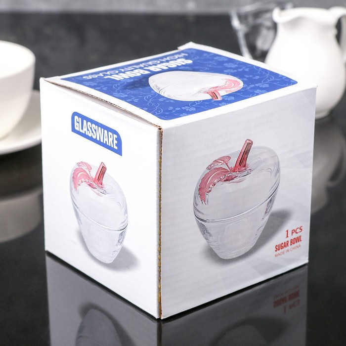 Сахарница стеклянная «Яблоко», 300 мл, 10×11 см Сахарница стеклянная «Яблоко», 300 мл, 10×11 см