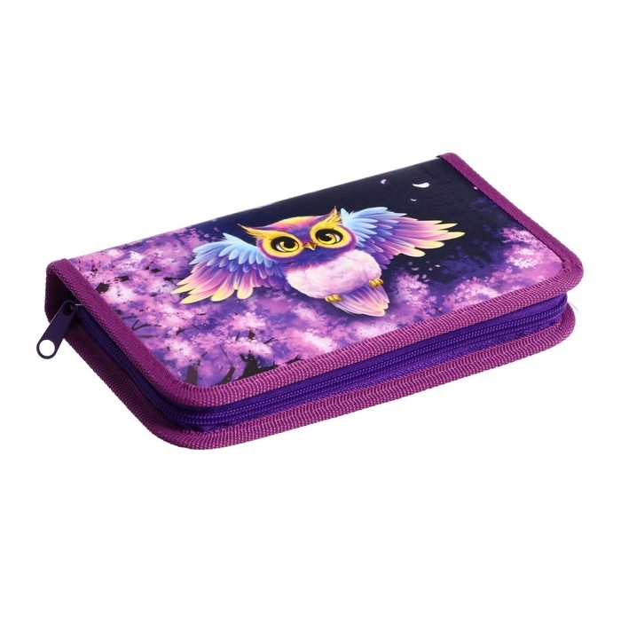 Пенал 1 секция 115 х 205 х 30 мм, Calligrata Пенал 1 секция 115 х 205 х 30 мм, Calligrata "Совушка", ламинированный картон