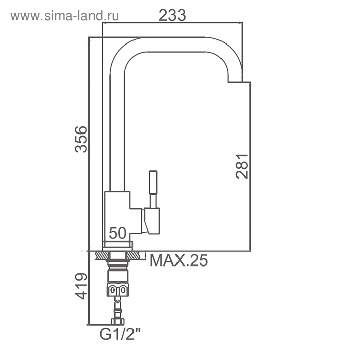 Cмеситель для кухни Accoona A4490, однорычажный, нержавеющая сталь Cмеситель для кухни Accoona A4490, однорычажный, нержавеющая сталь