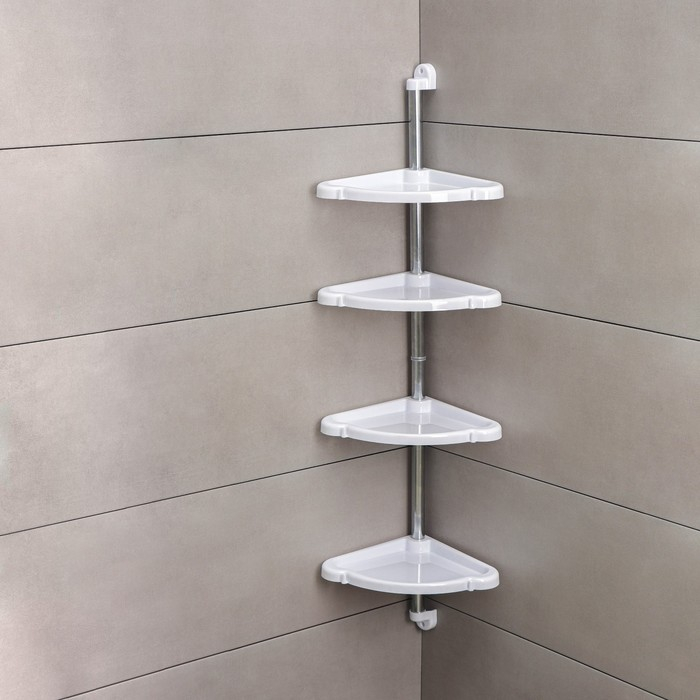 Полка угловая 4-х ярусная «Элансия», 24×24×98,2 см, цвет белый Полка угловая 4-х ярусная «Элансия», 24×24×98,2 см, цвет белый