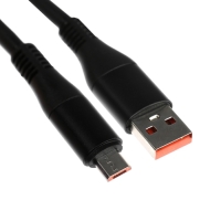 Кабель MicroUSB - USB, 2.4 A, оплётка TPE, утолщенный, 1 метр, чёрный