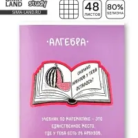 Тетрадь в клетку, предметная, 48 л., на скрепке, А5 &laquo;Фразы. Алгебра&raquo;