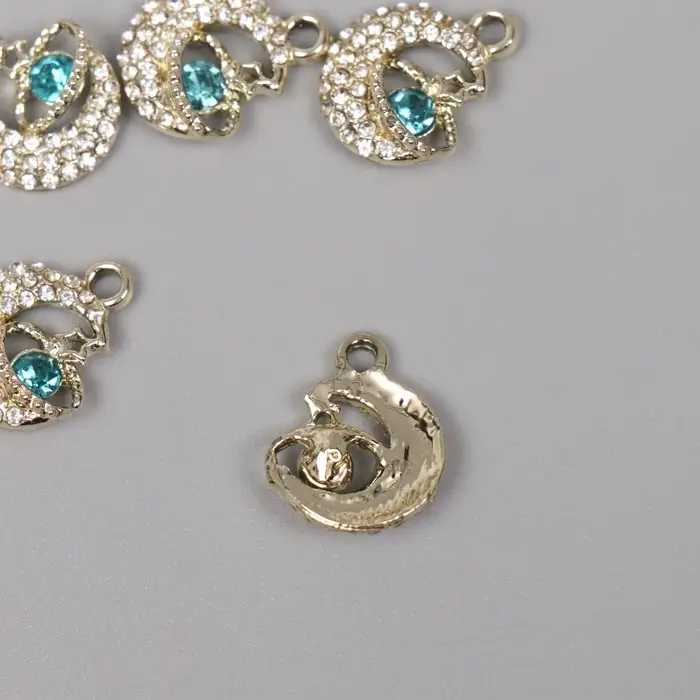 Декор для творчества металл, стразы Декор для творчества металл, стразы "Космический месяц" золото 1,8х1,4х0,5 см